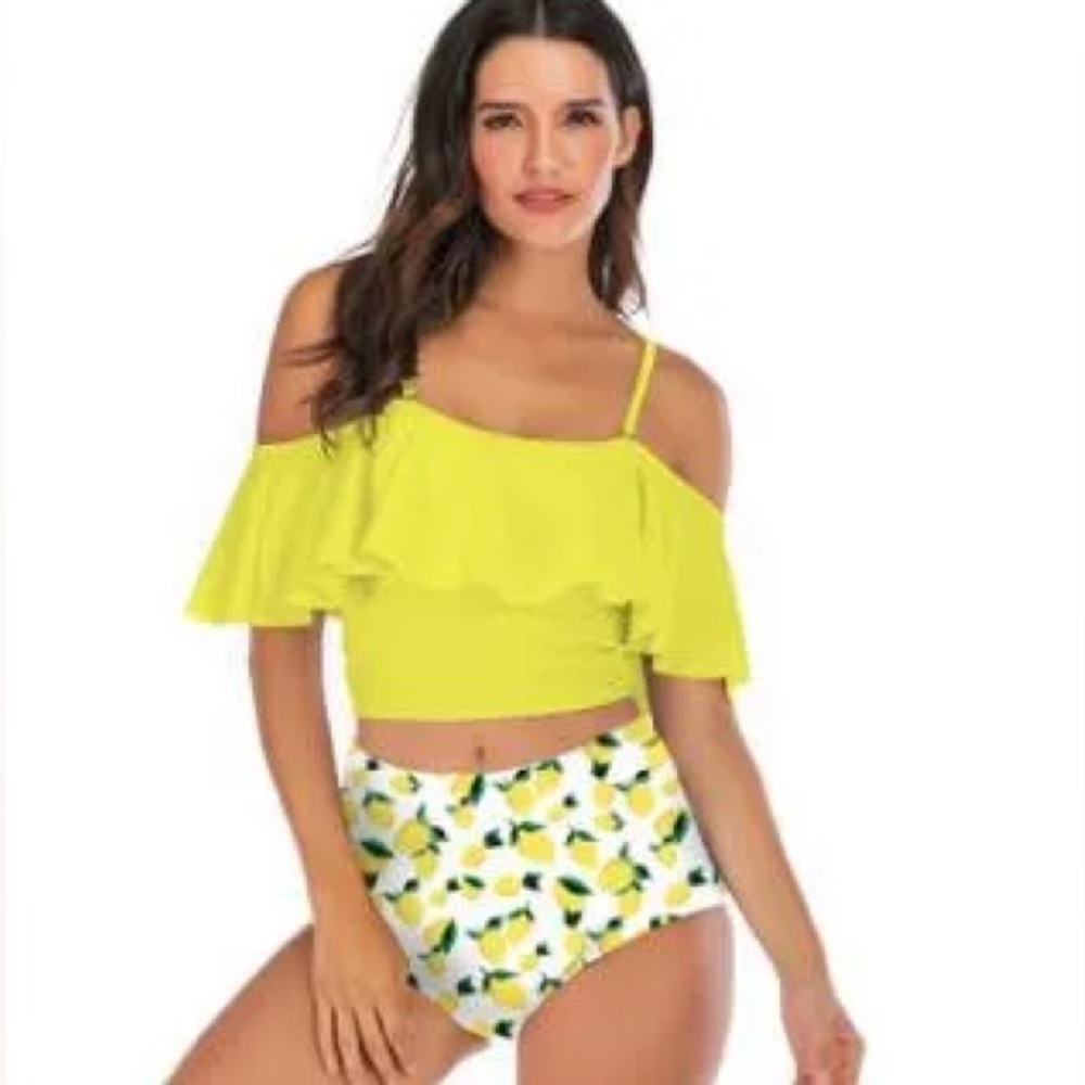 🆕Kaei&Shi High Waisted Flounce Bikini Tummy Control for Women,Off Shoulder